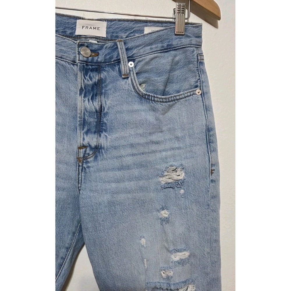 Frame Denim 28 Le Original Blue‎ High Waisted Distressed Tapered Leg Jeans Crop - Picture 3 of 8